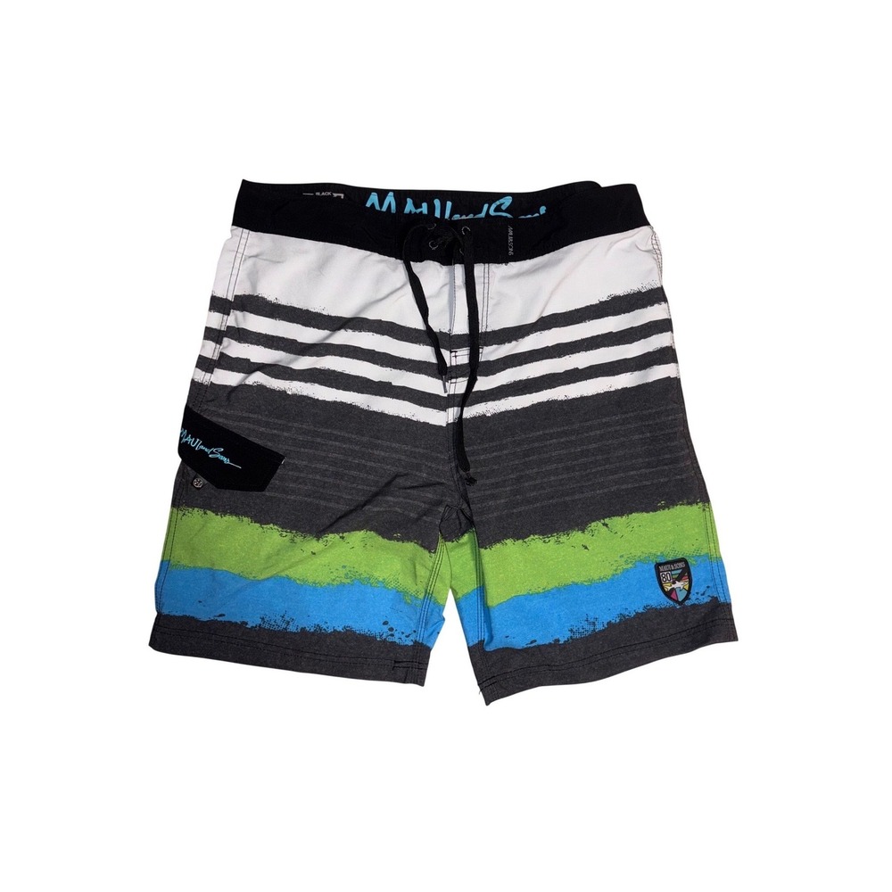 MAUI AND SONS Board Shorts Mens Size 38 Multicolor 4-Way‎ Stretch Shark Trunks